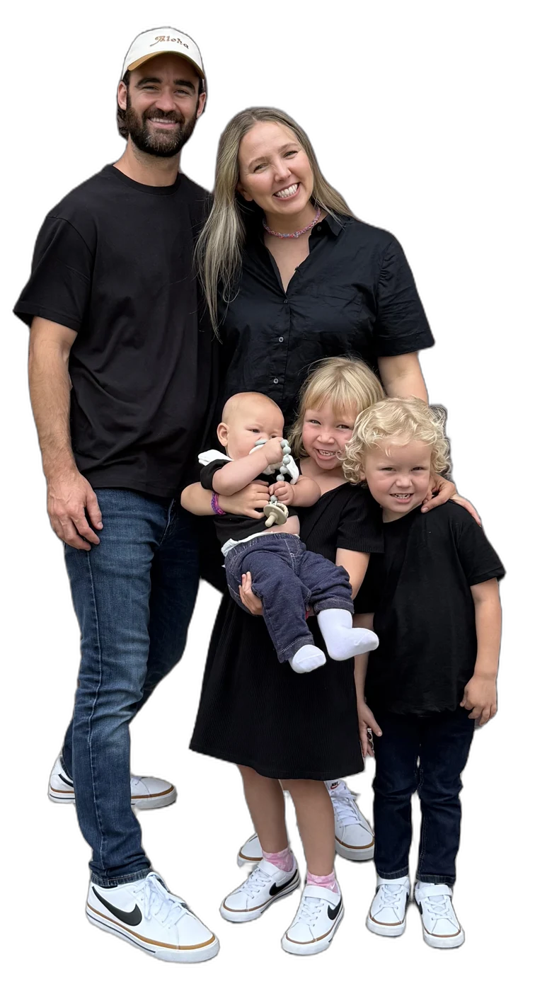 The Caldwell family standing together