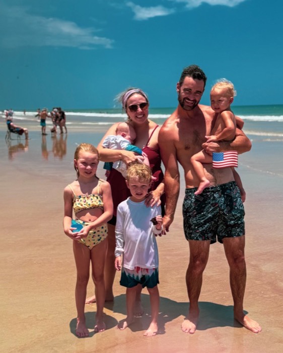 The Caldwell family at the beach